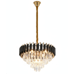 Chandelier Crystal Glass Black & Gold