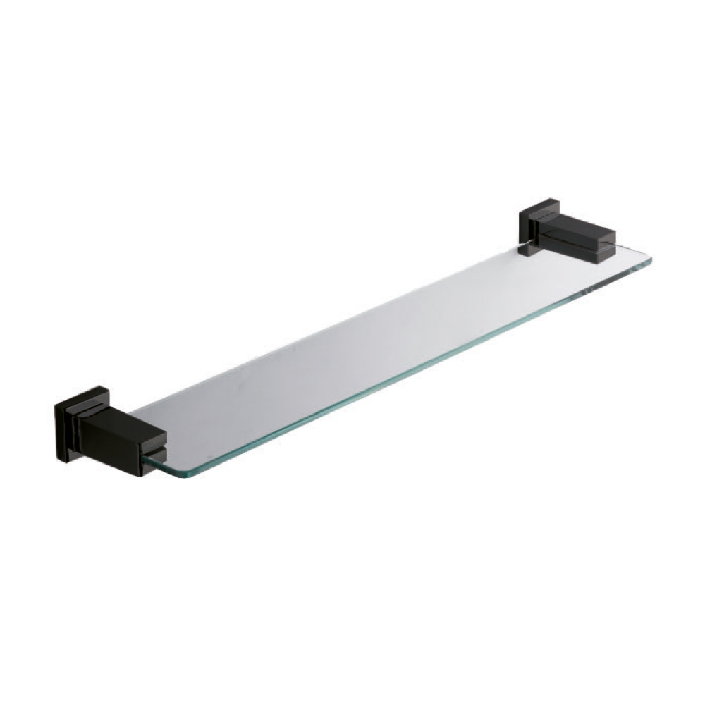 livorno_products Livorno Glass Shelf Matt Black BAB08 - Image 1