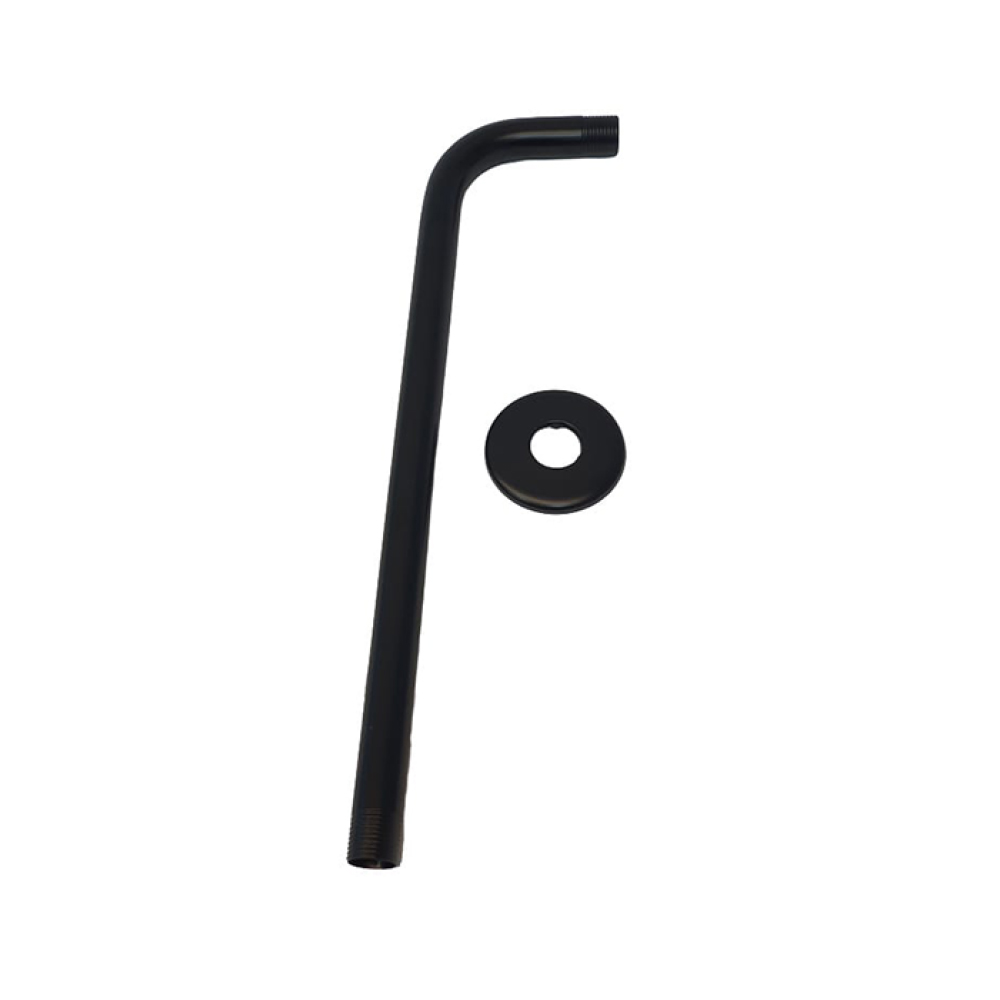 livorno_products Livorno Shower Arm+flange Round Black SH38 - Image 1